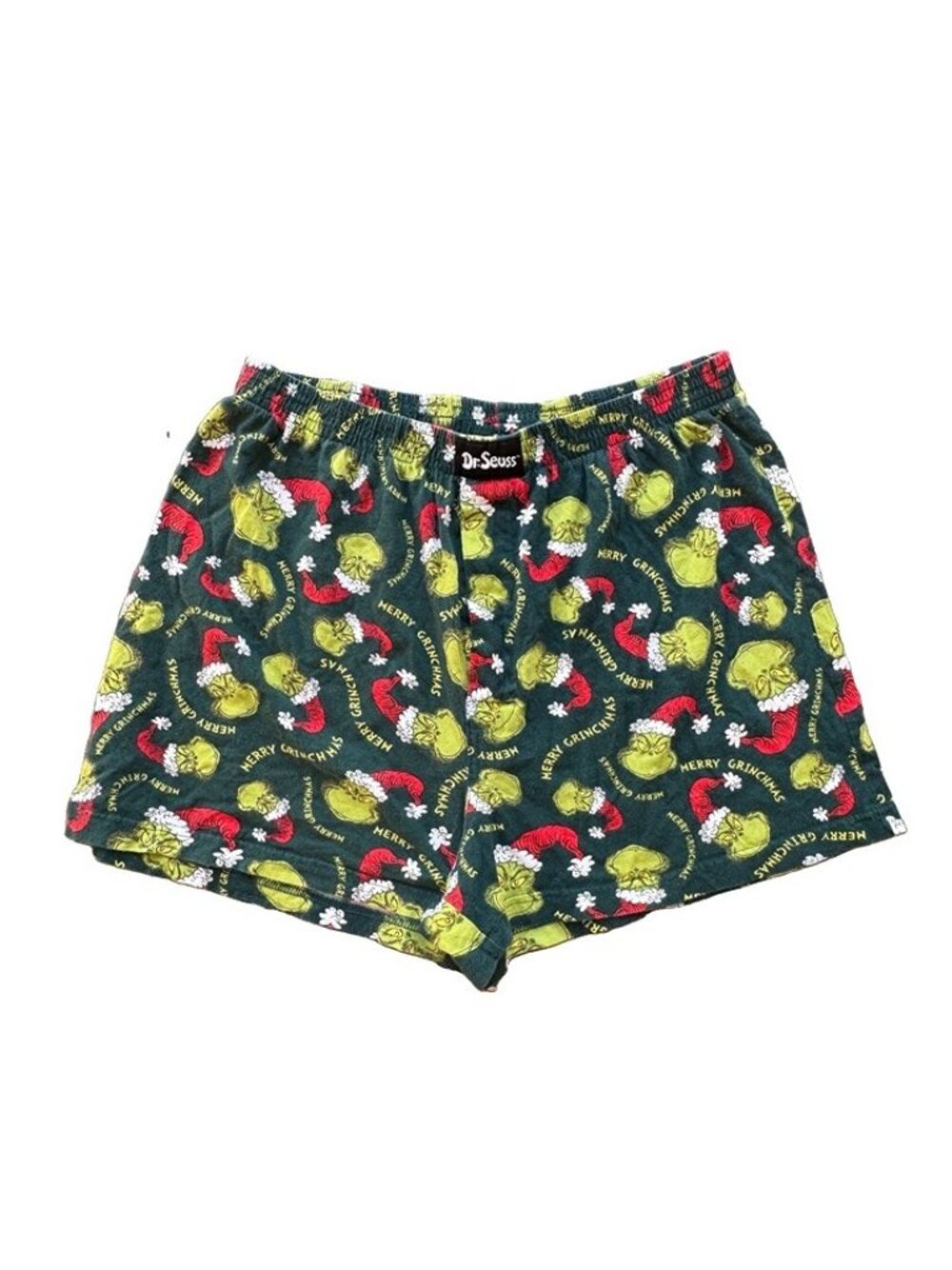 Dr. Seuss The Grinch Men's XL Merry Grinchmas Boxers Green Red Holiday Sleepwear